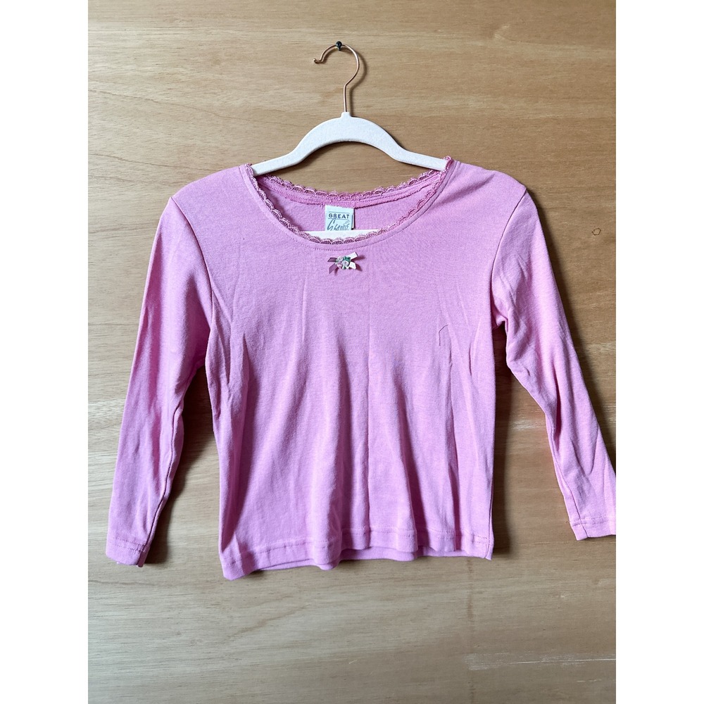 Girls Pink Long Sleeve Top Great Get A Heads Size Medium Lace Trim Cute